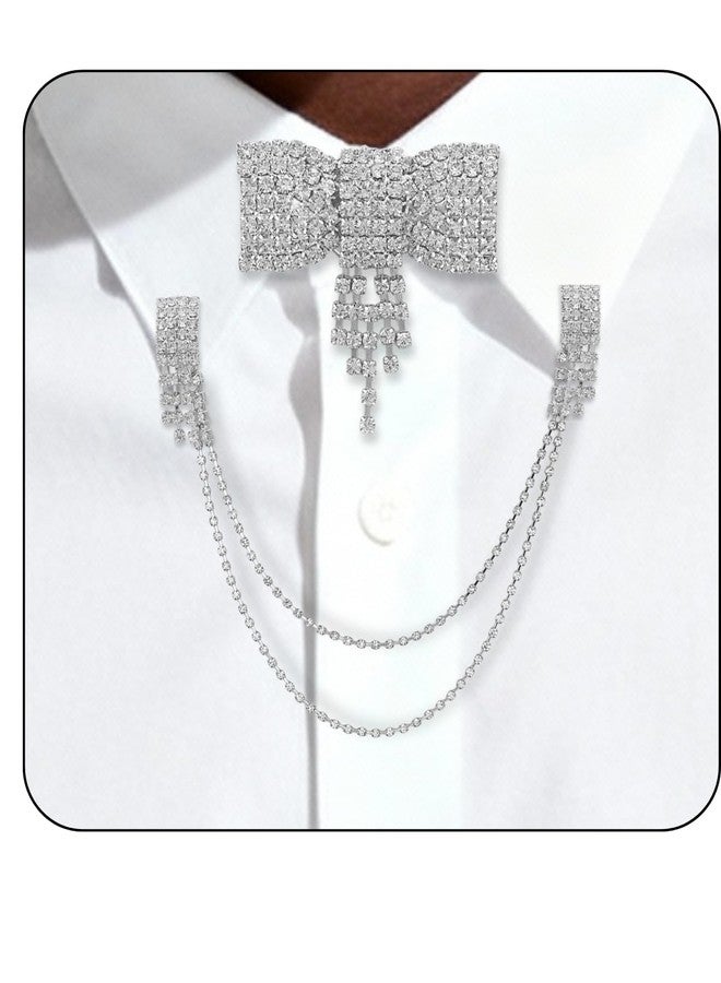 PEARLY JUN Collar Chain Pins and Button Covers for Men Women Blouses, Gold Silver Black Cross Round Bow Tie Vintage Rhinestone Brooch Link for Lapel Suit Sweater Shawl Shirt Gifts Jewelry Accessories - Image 1